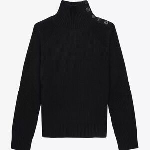 THE KOOPLES black Button-embellished funnel-neck wool sweater